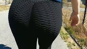 Mature Woman Shows Off Her Big Ass In Public