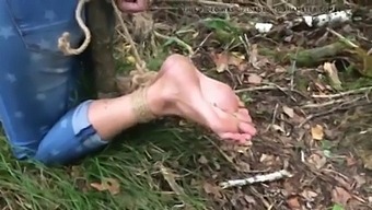 Outdoor Foot Fetish And Bondage With A Sexy Babe