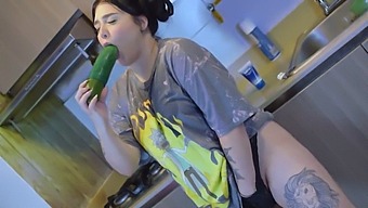 Satisfy Your Desire With A Huge Cucumber In Your Pussy
