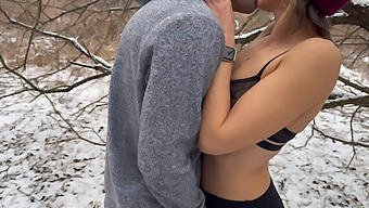 Wife Enjoys A Snowy Public Threesome With Husband And Friend, Receiving Oral And Creampie